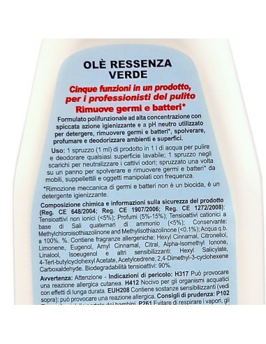 ole' oies ressenza deodorante multiuso igienizzante 750ml - verde: tuttocasashop.live: pulizia e cura della casa