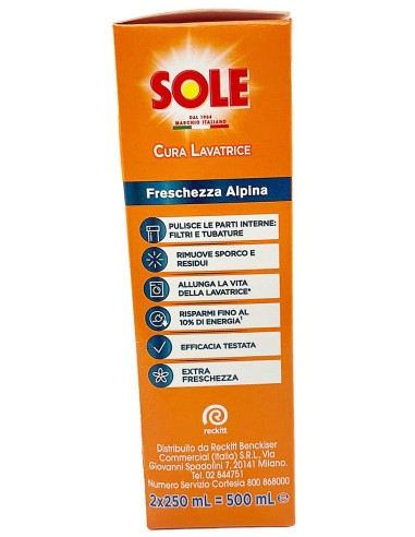 sole cura lavatrice 250ml 2pz - pulisce e protegge la lavatrice: tuttocasashop.live: prodotti per bucato e tessuti