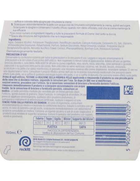veet crema depilatoria sotto la doccia 150ml - pelli normali: tuttocasashop.live: igiene e cura della persona