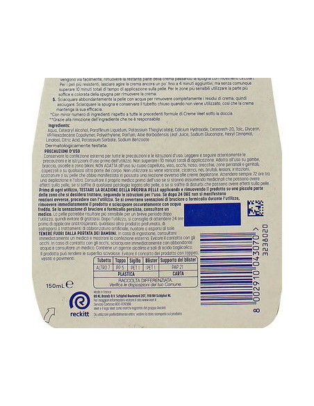 veet crema depilatoria sotto la doccia 150ml - pelli sensibili: tuttocasashop.live: igiene e cura della persona
