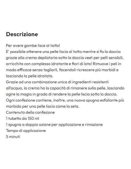 veet crema depilatoria sotto la doccia 150ml - pelli sensibili: tuttocasashop.live: igiene e cura della persona