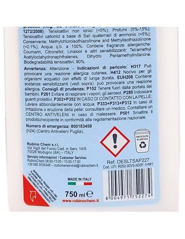 ole' oies ressenza deodorante multiuso igienizzante 750ml - luxury sapphire: tuttocasashop.live: pulizia e cura della casa