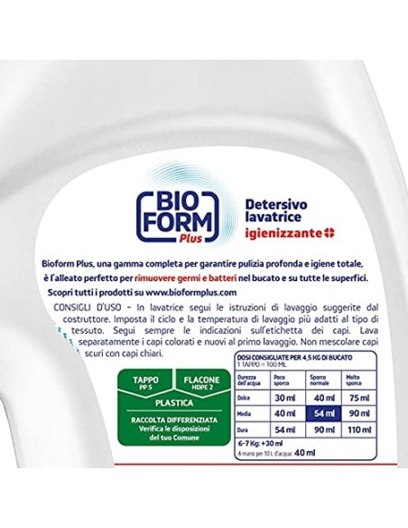 bioform detersivo lavatrice liquido 30 lavaggi 1625ml - igienizzante: tuttocasashop.live: prodotti per bucato e tessuti