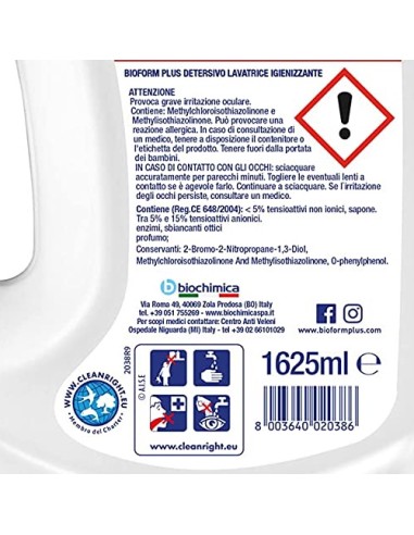bioform detersivo lavatrice liquido 30 lavaggi 1625ml - igienizzante: tuttocasashop.live: prodotti per bucato e tessuti