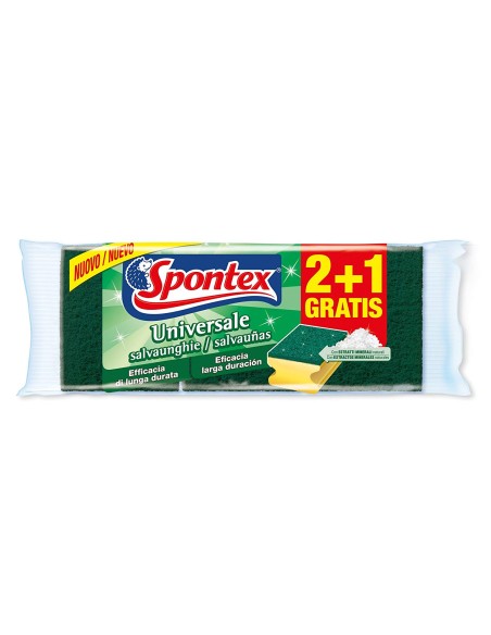 spontex salvaunghie 3 spugne con abrasivo - con impugnatura salvamani: tuttocasashop.live: pulizia e cura della casa