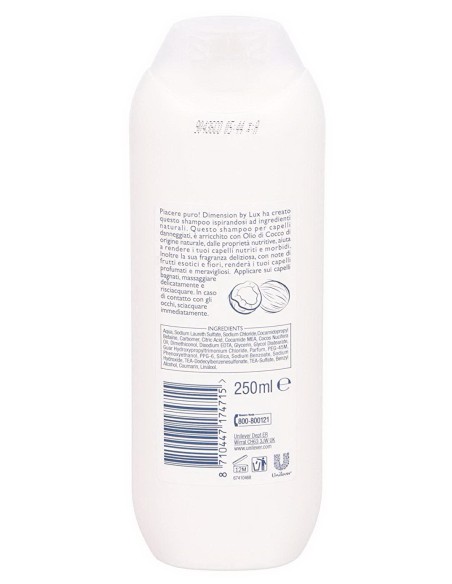 dimension shampoo 250ml - olio di cocco - capelli danneggiati - nutriente: tuttocasashop.live: igiene e cura della persona