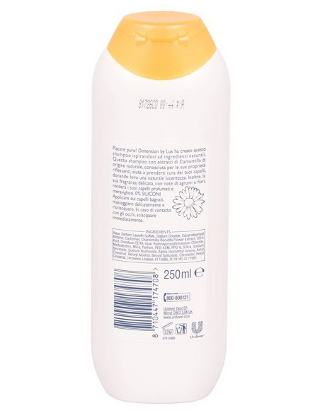 dimension shampoo 250ml - estratti di camomilla - capelli chiari lucentezza: tuttocasashop.live: igiene e cura della persona