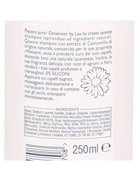 dimension shampoo 250ml - estratti di camomilla - capelli chiari lucentezza: tuttocasashop.live: igiene e cura della persona