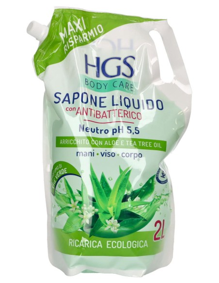 hgs sapone liquido maxi ecoricarica busta - 2 litri - aloe e tea tree oil: tuttocasashop.live: igiene e cura della persona