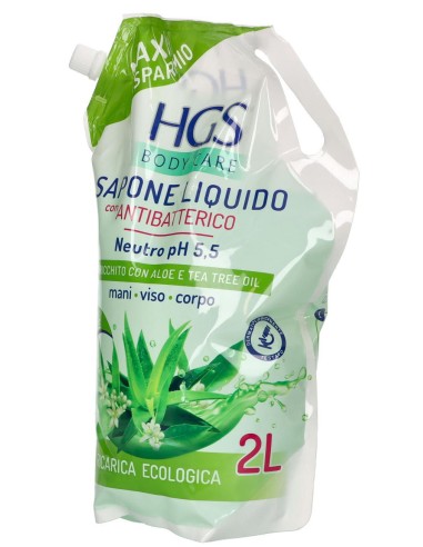 hgs sapone liquido maxi ecoricarica busta - 2 litri - aloe e tea tree oil: tuttocasashop.live: igiene e cura della persona