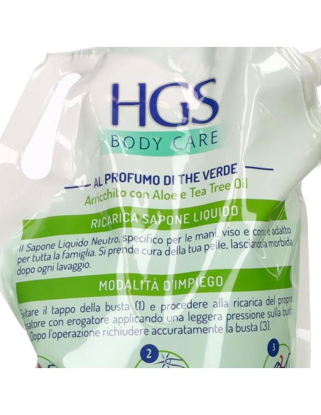 hgs sapone liquido maxi ecoricarica busta - 2 litri - aloe e tea tree oil: tuttocasashop.live: igiene e cura della persona