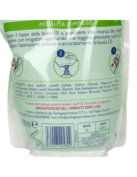 hgs sapone liquido maxi ecoricarica busta - 2 litri - aloe e tea tree oil: tuttocasashop.live: igiene e cura della persona