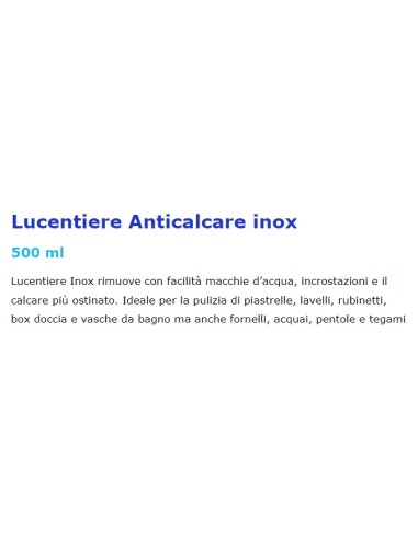 lucentiere inox - detergente multiuso anticalcare - 500ml - acciaio: tuttocasashop.live: pulizia e cura della casa