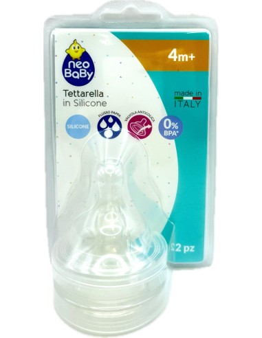 neobaby 2 tettarelle in silicone per biberon - foro pappa - 4m+: tuttocasashop.live: igiene e cura della persona