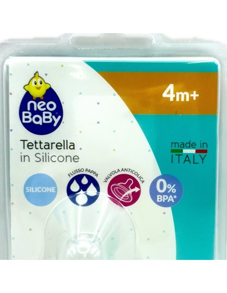 neobaby 2 tettarelle in silicone per biberon - foro pappa - 4m+: tuttocasashop.live: igiene e cura della persona