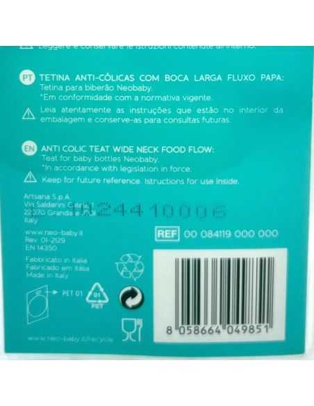 neobaby 2 tettarelle in silicone per biberon - foro pappa - 4m+: tuttocasashop.live: igiene e cura della persona