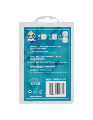 neobaby 2 tettarelle in silicone per biberon - flusso regolabile - 2m+: tuttocasashop.live: igiene e cura della persona