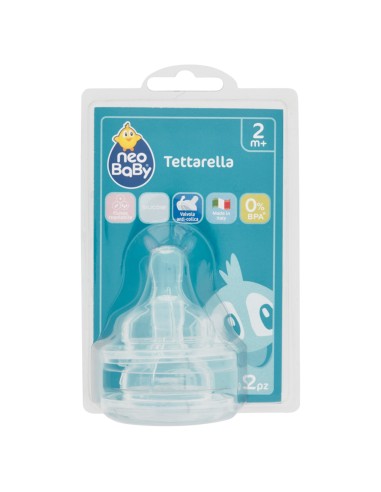 neobaby 2 tettarelle in silicone per biberon - flusso regolabile - 2m+: tuttocasashop.live: igiene e cura della persona