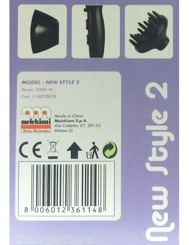 new style 2 phon asciugacapelli professionale 2000w - con diffusore grande: tuttocasashop.live: altro - bazar