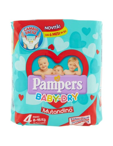 pampers baby dry mutandino - taglia 4 maxi 6-15kg - 16 pezzi: tuttocasashop.live: igiene e cura della persona