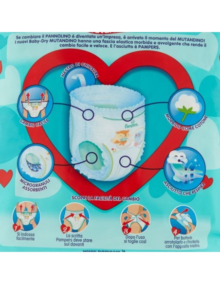 pampers baby dry mutandino - taglia 4 maxi 6-15kg - 16 pezzi: tuttocasashop.live: igiene e cura della persona