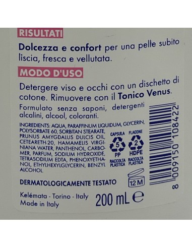 venus latte detergente per viso e occhi - 200ml - pelli secche e sensibili: tuttocasashop.live: igiene e cura della persona