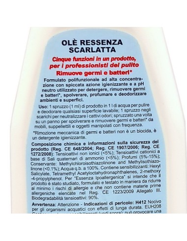 ole' oies ressenza deodorante multiuso igienizzante 750ml - scarlatta: tuttocasashop.live: pulizia e cura della casa