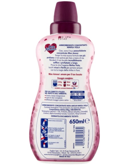 mon amour ammorbidente concentrato 26 lavaggi 650ml - ninfea viola: tuttocasashop.live: prodotti per bucato e tessuti