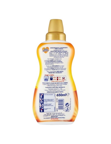 mon amour ammorbidente concentrato 26 lavaggi 650ml - oro & argan: tuttocasashop.live: prodotti per bucato e tessuti