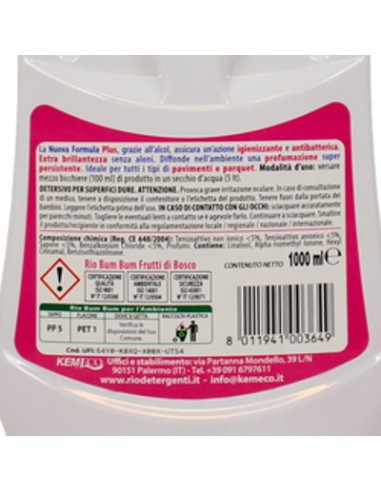 rio bumbum plus+ detergente pavimenti - 1 litro - frutti di bosco: tuttocasashop.live: pulizia e cura della casa
