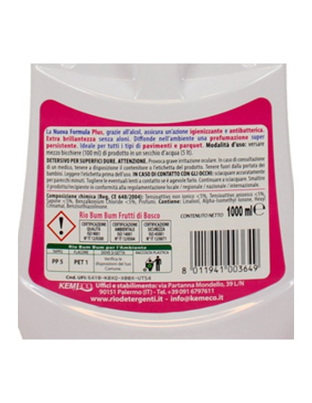 rio bumbum plus+ detergente pavimenti - 1 litro - frutti di bosco: tuttocasashop.live: pulizia e cura della casa