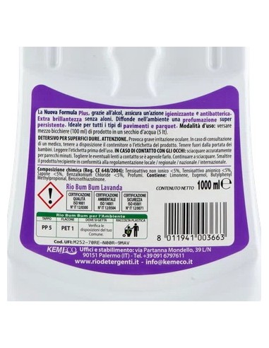 rio bumbum plus+ detergente pavimenti - 1 litro - lavanda: tuttocasashop.live: pulizia e cura della casa