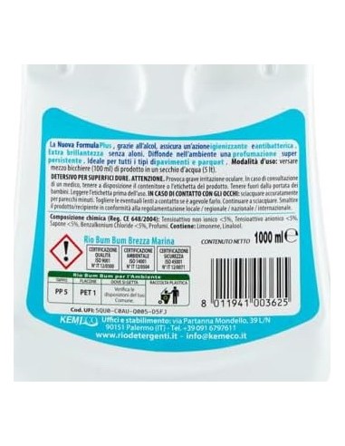 rio bumbum plus+ detergente pavimenti - 1 litro - brezza marina: tuttocasashop.live: pulizia e cura della casa