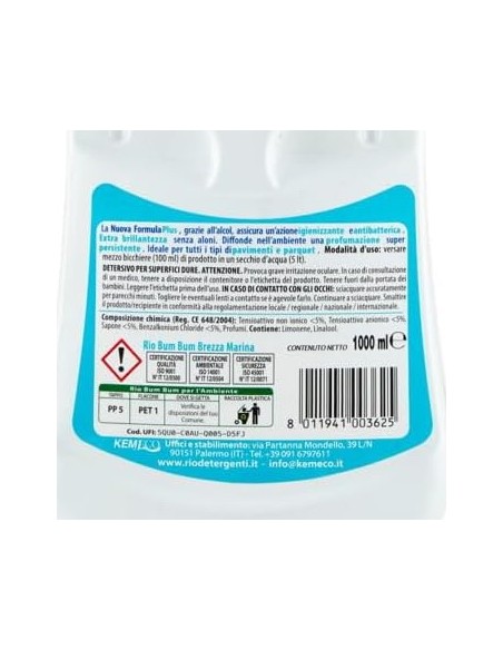rio bumbum plus+ detergente pavimenti - 1 litro - brezza marina: tuttocasashop.live: pulizia e cura della casa