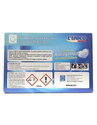 l'unico 20 fogli profumati per asciugatrice con ammorbidente - classico: tuttocasashop.live: prodotti per bucato e tessuti
