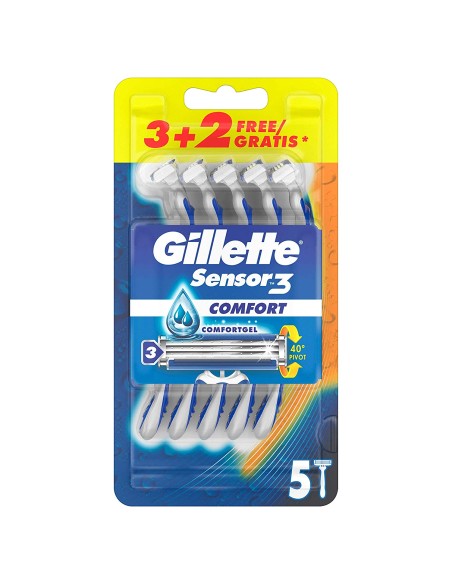 gillette sensor3 rasoi radi e getta trilama - 5 pezzi - normal - comfortgel: tuttocasashop.live: igiene e cura della persona