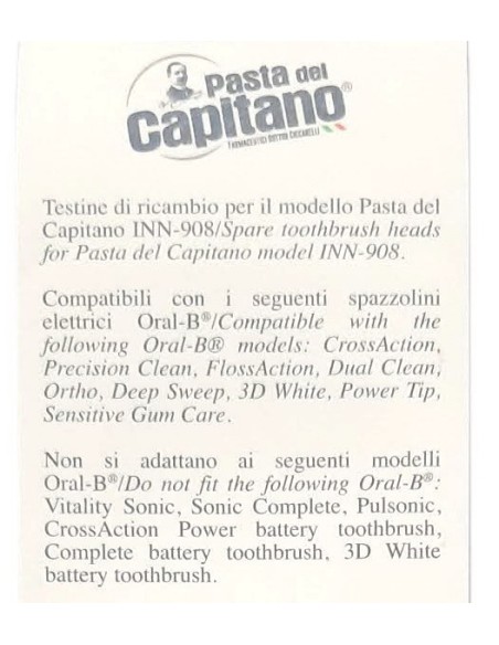 pasta del capitano - 4 testine ricambio per spazzolino elettrico - inn-90801: tuttocasashop.live: igiene e cura della persona