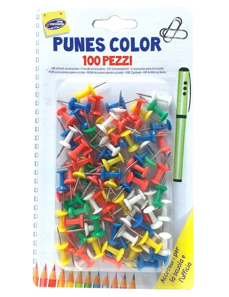 spilli cartografici - puntine - 100 pezzi - colori assortiti: tuttocasashop.live: altro - bazar