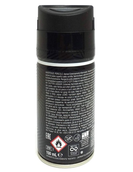 malizia uomo deodorante spray - 150ml - black & wild: tuttocasashop.live: igiene e cura della persona