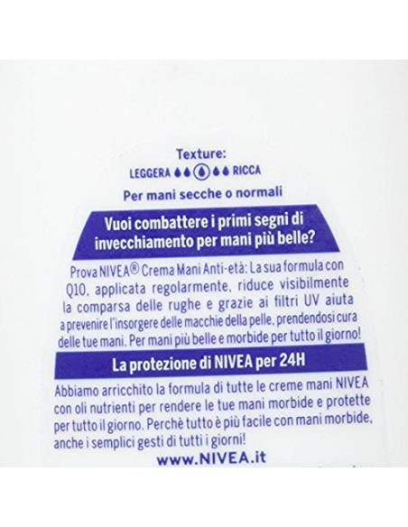 nivea hand crema mani anti-eta' q10 - 100ml antirughe antimacchie filtri uv: tuttocasashop.live: igiene e cura della persona