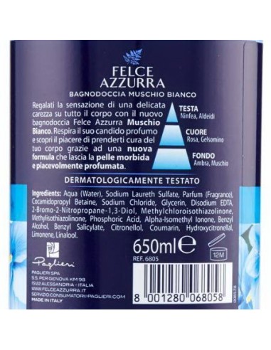 felce azzurra bagnoschiuma 650ml - muschio bianco - bagnodoccia delicatezza: tuttocasashop.live: igiene e cura della persona