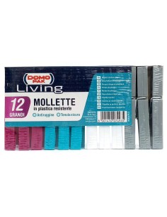 domopak living 12 pinze da bucato in plastica resistente - grandi 9cm: tuttocasashop.live: prodotti per bucato e tessuti