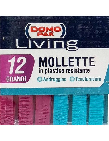 domopak living 12 pinze da bucato in plastica resistente - grandi 9cm: tuttocasashop.live: prodotti per bucato e tessuti