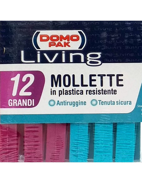 domopak living 12 pinze da bucato in plastica resistente - grandi 9cm: tuttocasashop.live: prodotti per bucato e tessuti