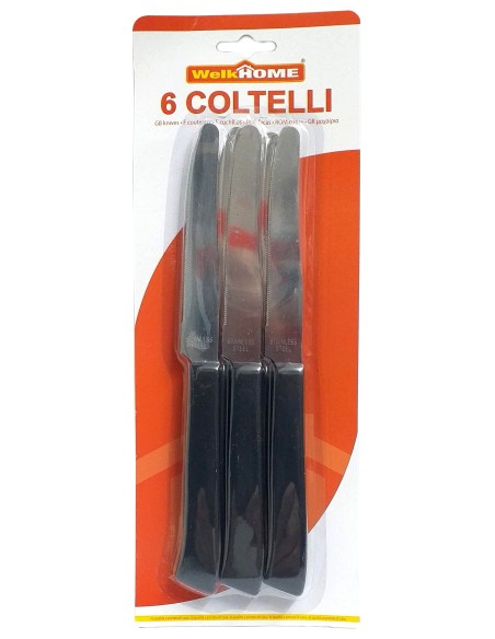 coltelli da cucina con lama seghettata inox - 6 pezzi - manico plastica: tuttocasashop.live: altro - bazar