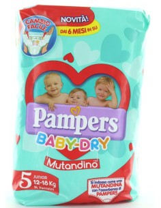 pampers baby dry mutandino - taglia 5 junior 12-18kg - 14 pezzi: tuttocasashop.live: igiene e cura della persona