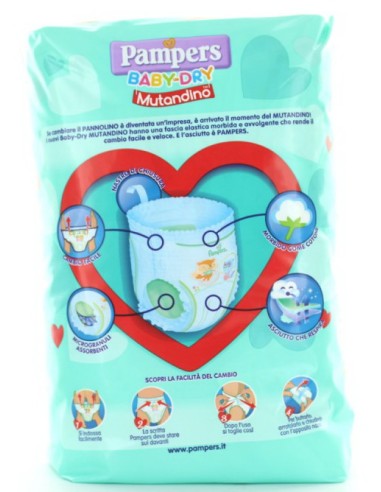 pampers baby dry mutandino - taglia 5 junior 12-18kg - 14 pezzi: tuttocasashop.live: igiene e cura della persona