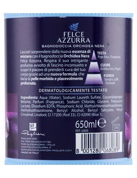 felce azzurra bagnoschiuma 650ml - orchidea - bagnodoccia: tuttocasashop.live: igiene e cura della persona