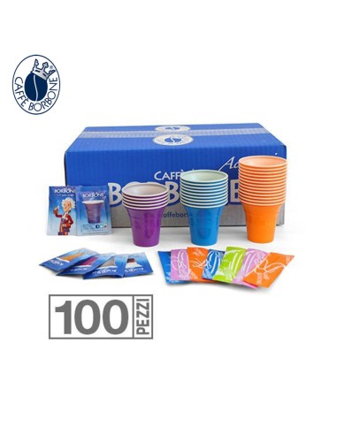 borbone 100 kit caffe' - bicchieri + bustine zucchero + palette imbustate: tuttocasashop.live: altro - bazar
