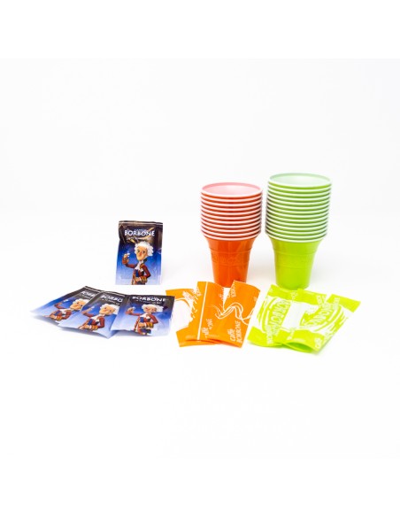 borbone 100 kit caffe' - bicchieri + bustine zucchero + palette imbustate: tuttocasashop.live: altro - bazar